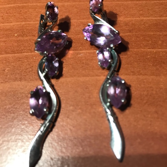 New Genuine Amethyst Ring and Earrings 925 Silver Sterling English Lock - Picture 8 of 8